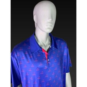 Chaparral Performance Golf Polo 2XL Blue Red Geometric All Over Print Athleisure